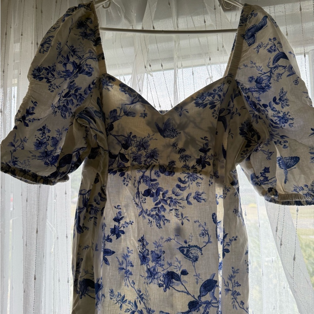 H&M Blue Floral Maternity Dress large new without tags